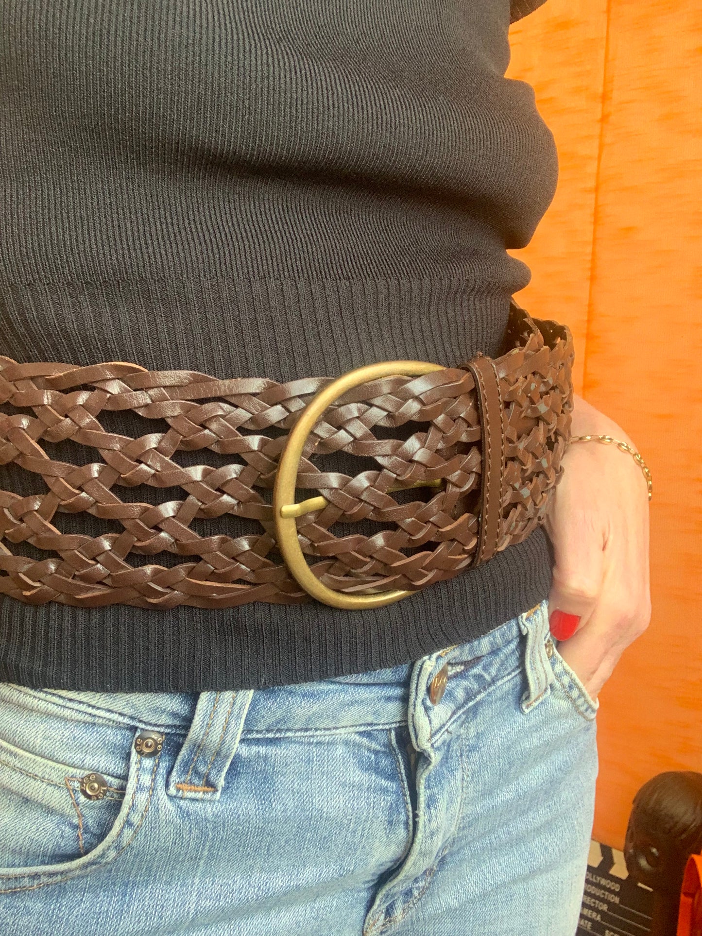 Ceinture Vintage 1990 Cuir Originale Ajustable-