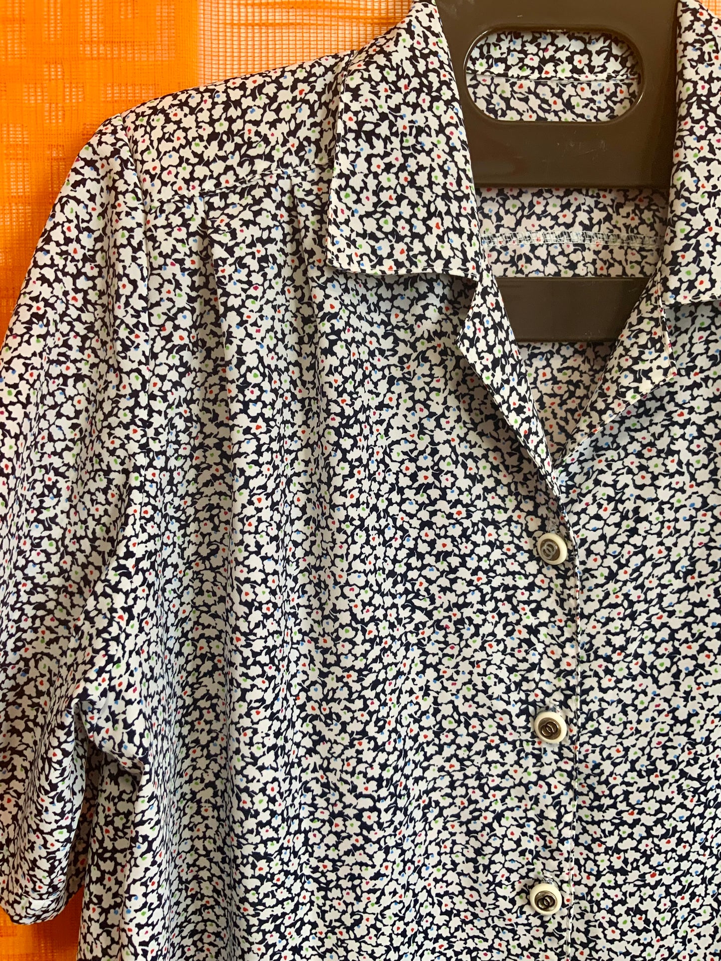 Chemisier à fleurs Vintage 1980 Épaulettes- T44