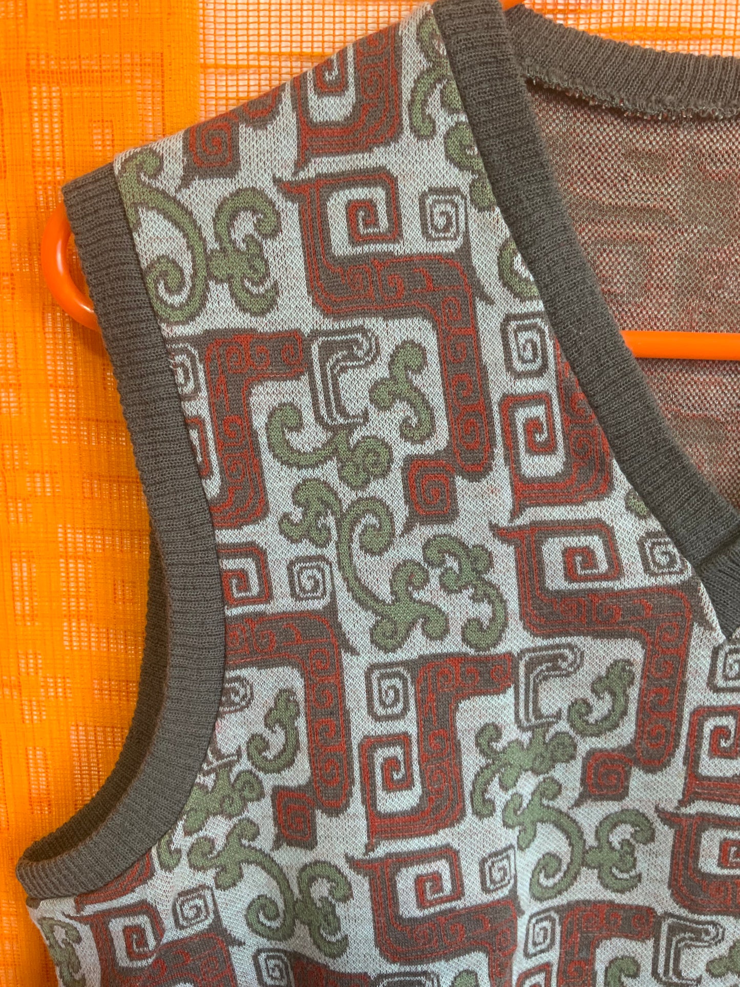 Pull a Motifs sans manche Vintage Seventies Authentique- TU