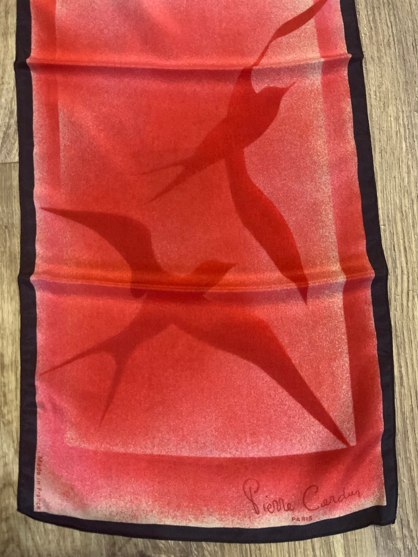 Écharpe soie Neuve Pierre Cardin Vintage France motifs oiseaux -