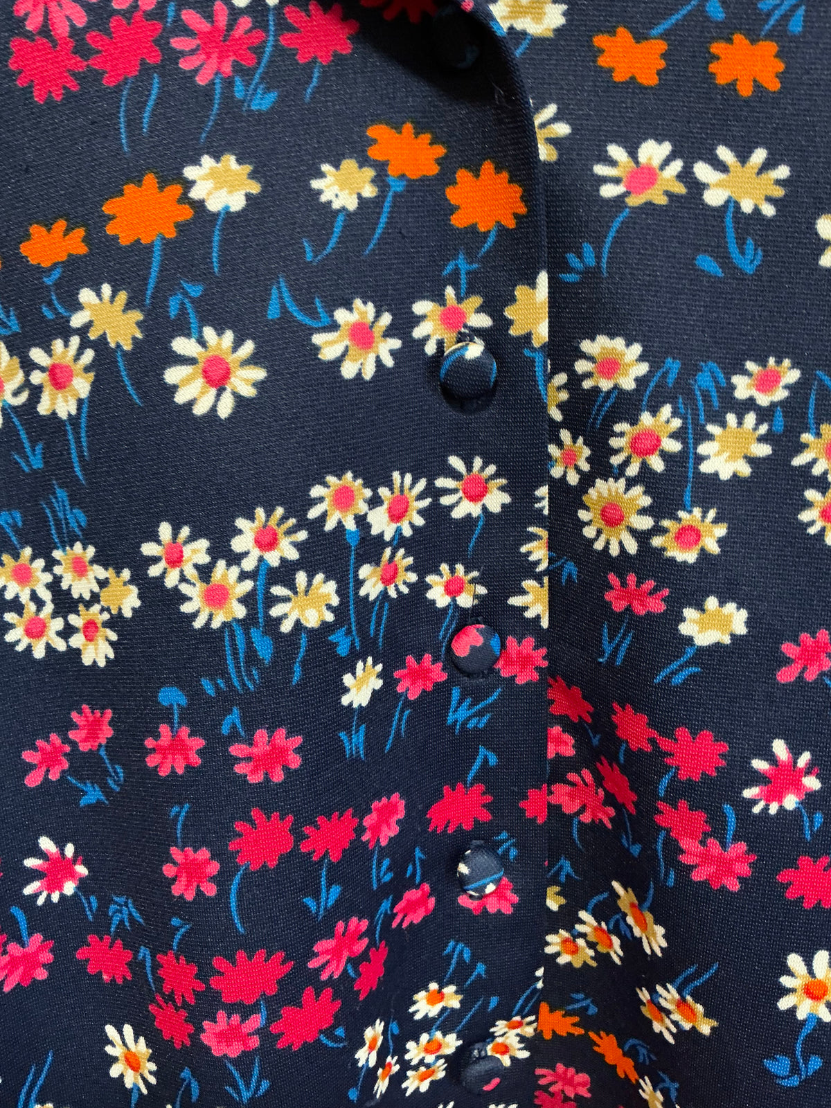 Chemisier à Fleurs Vintage Création 1970- TU