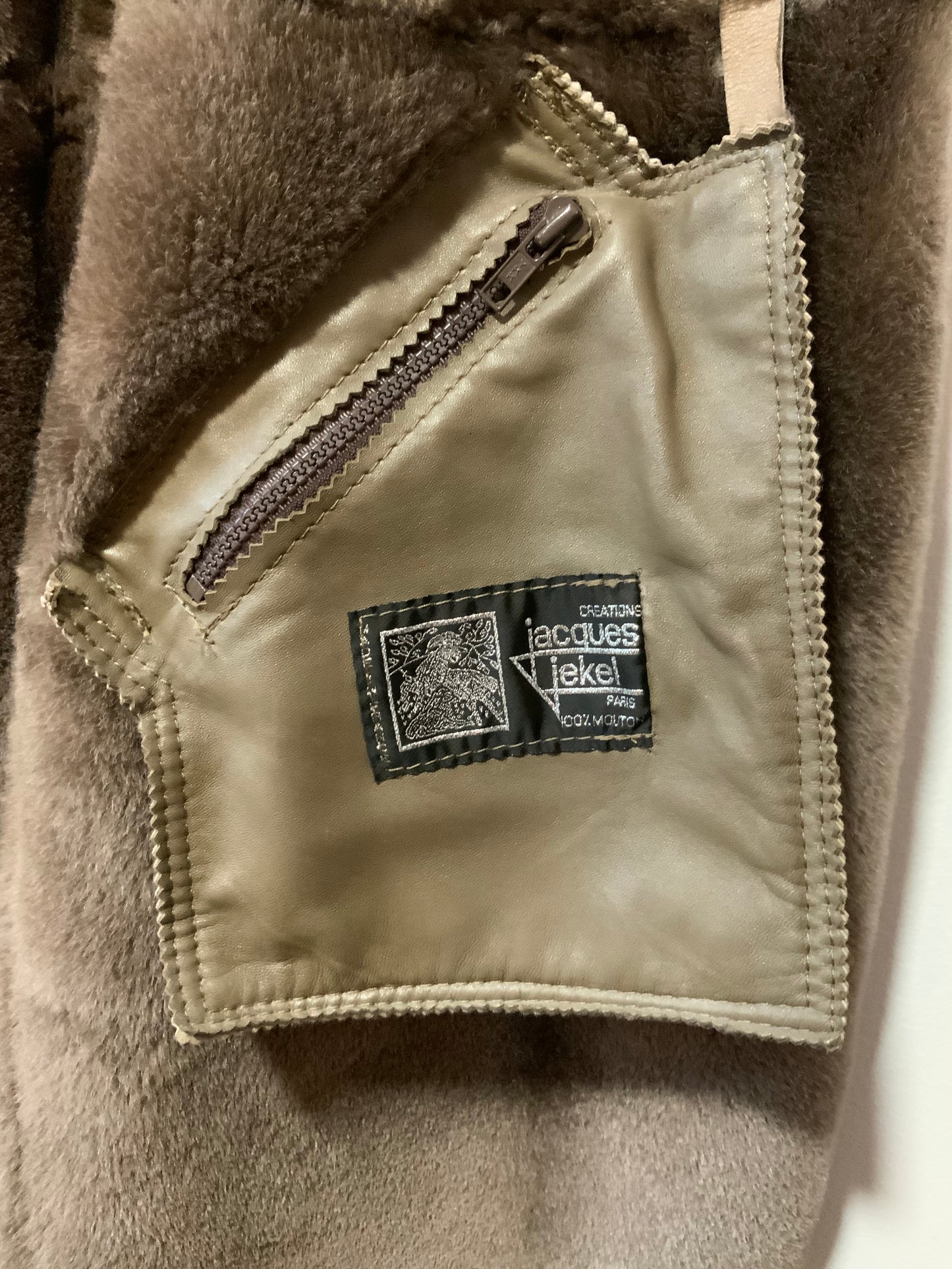 Trench Cuir Peau Lainée Vintage France Jekel 1980