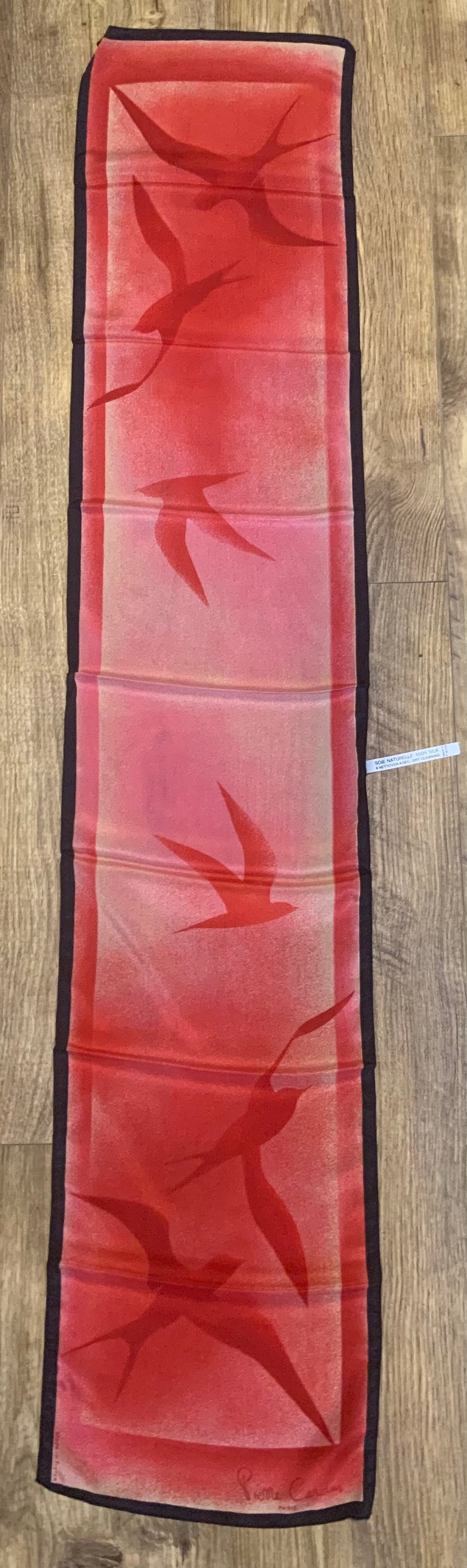 Écharpe soie Neuve Pierre Cardin Vintage France motifs oiseaux -