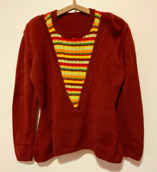 Pull Vintage Tricoté Laine Main