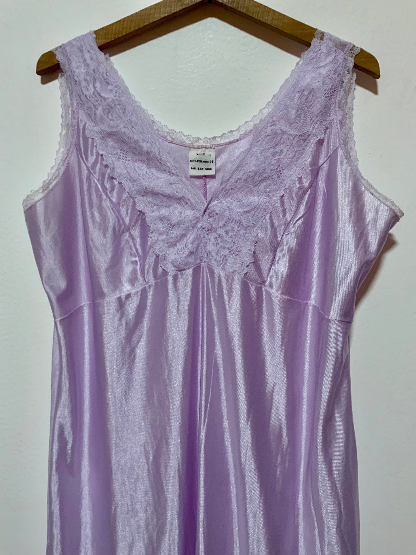 Combinaison Robe dentelle Mauve Vintage 1980