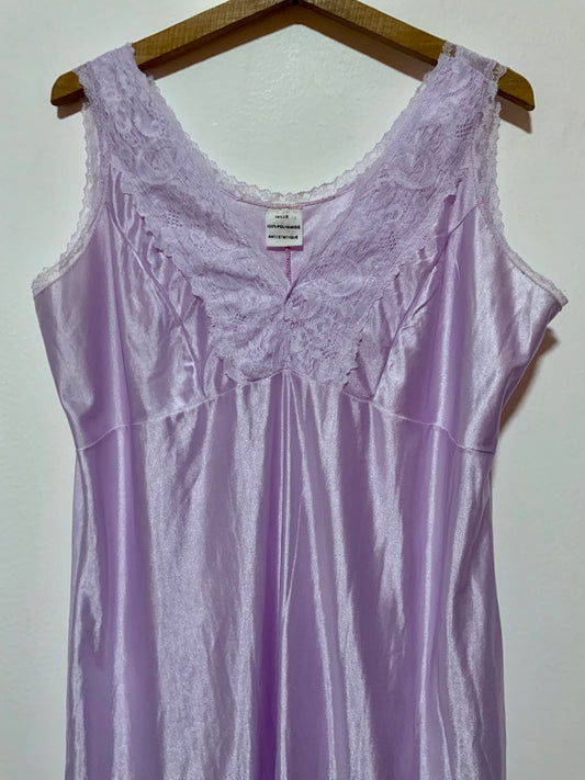 Combinaison Robe dentelle Mauve Vintage 1980