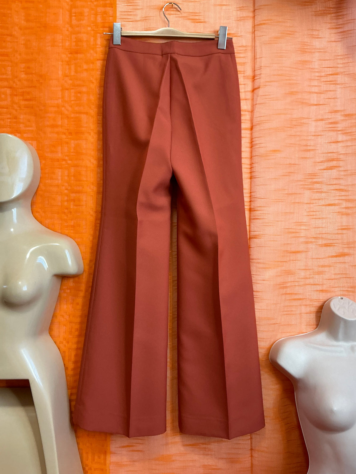 Pantalon Pattes d’éléphant Vintage Tergal Orange Neuf 1970- T36/38