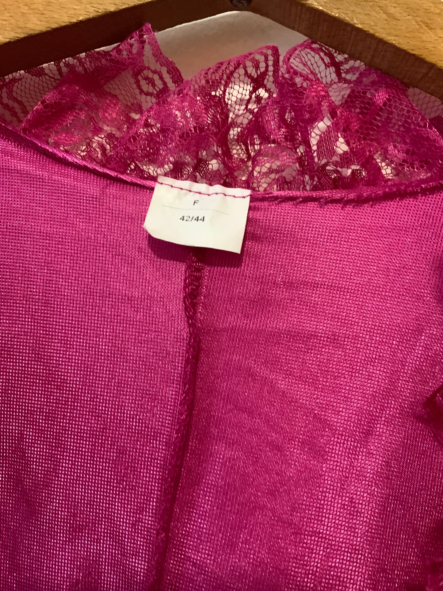 Déshabillé Fuchsia Dentelle Vintage -T44 🌸