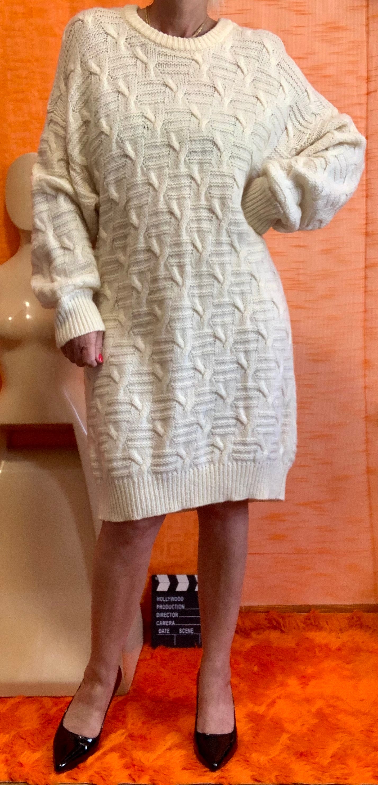 Robe Benetton Torsades pure laine vierge Vintage Italy 1980/90- T52 maxi.