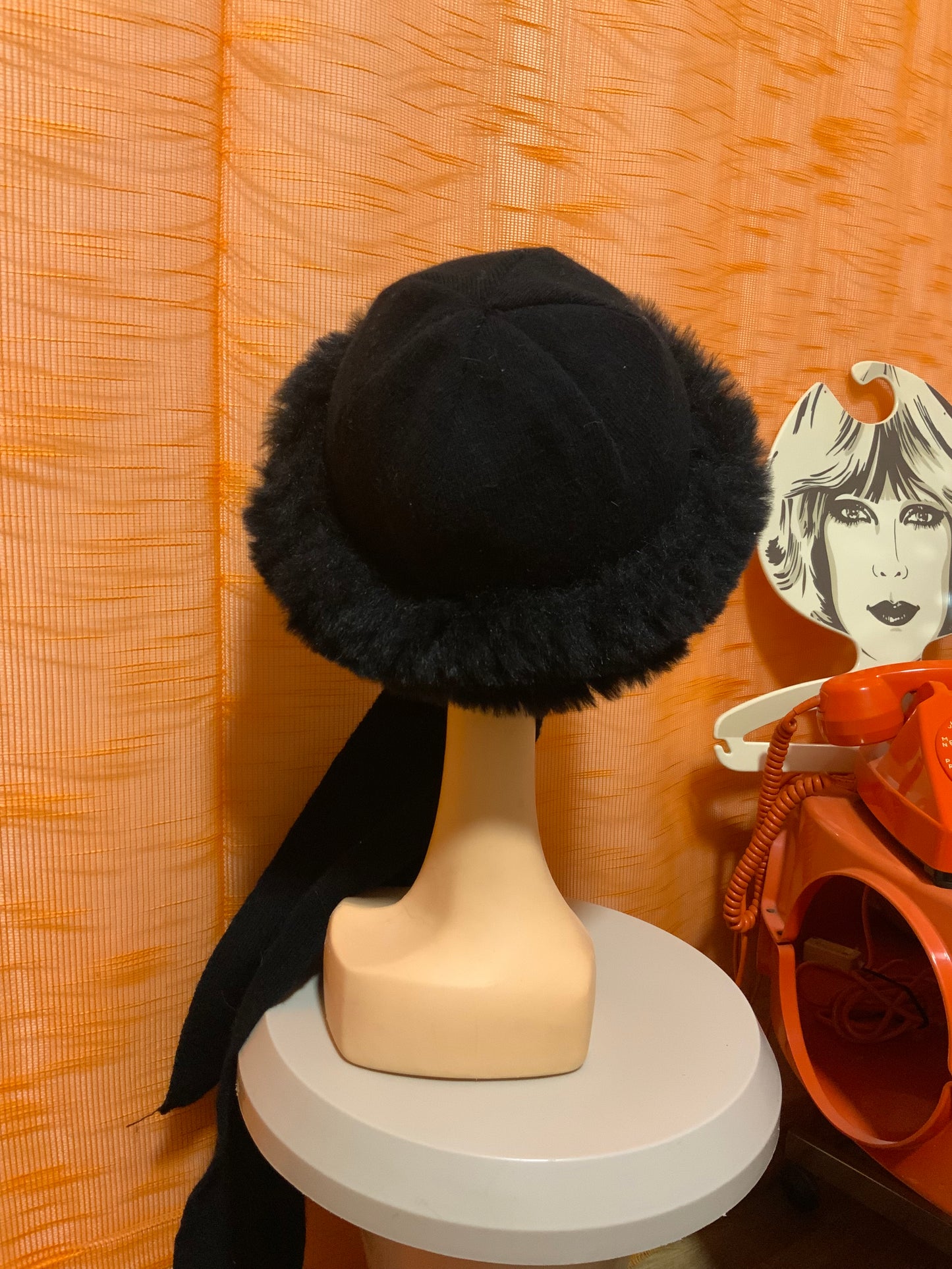 Toque Laine et fourrure Synthétique Vintage 1980