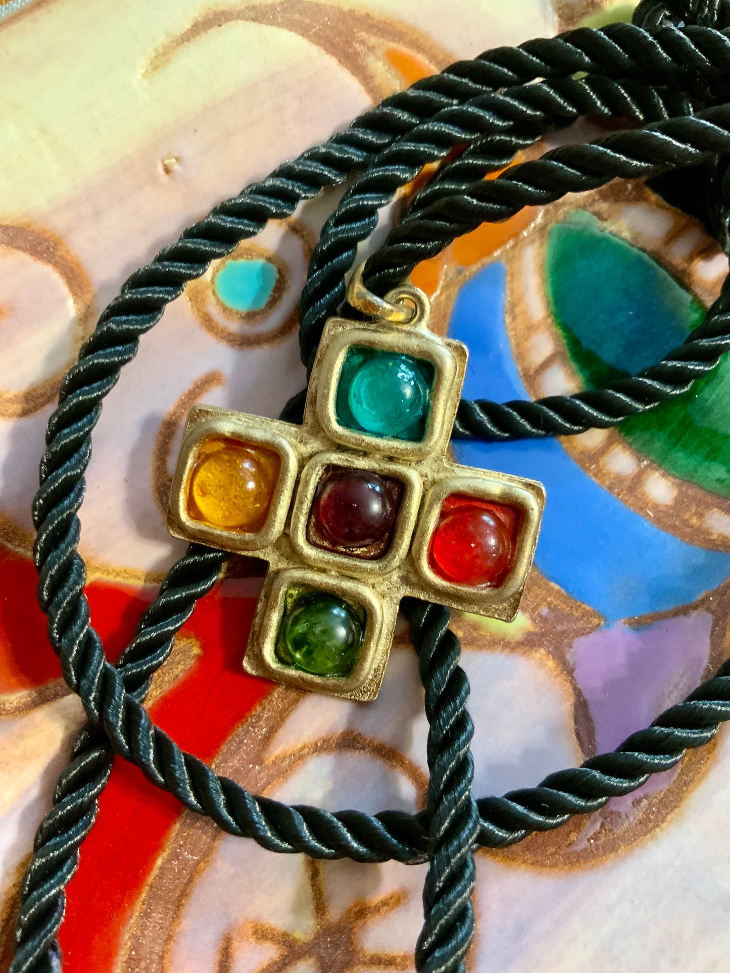 Collier et pendentif croix Jacky de G France Vintage