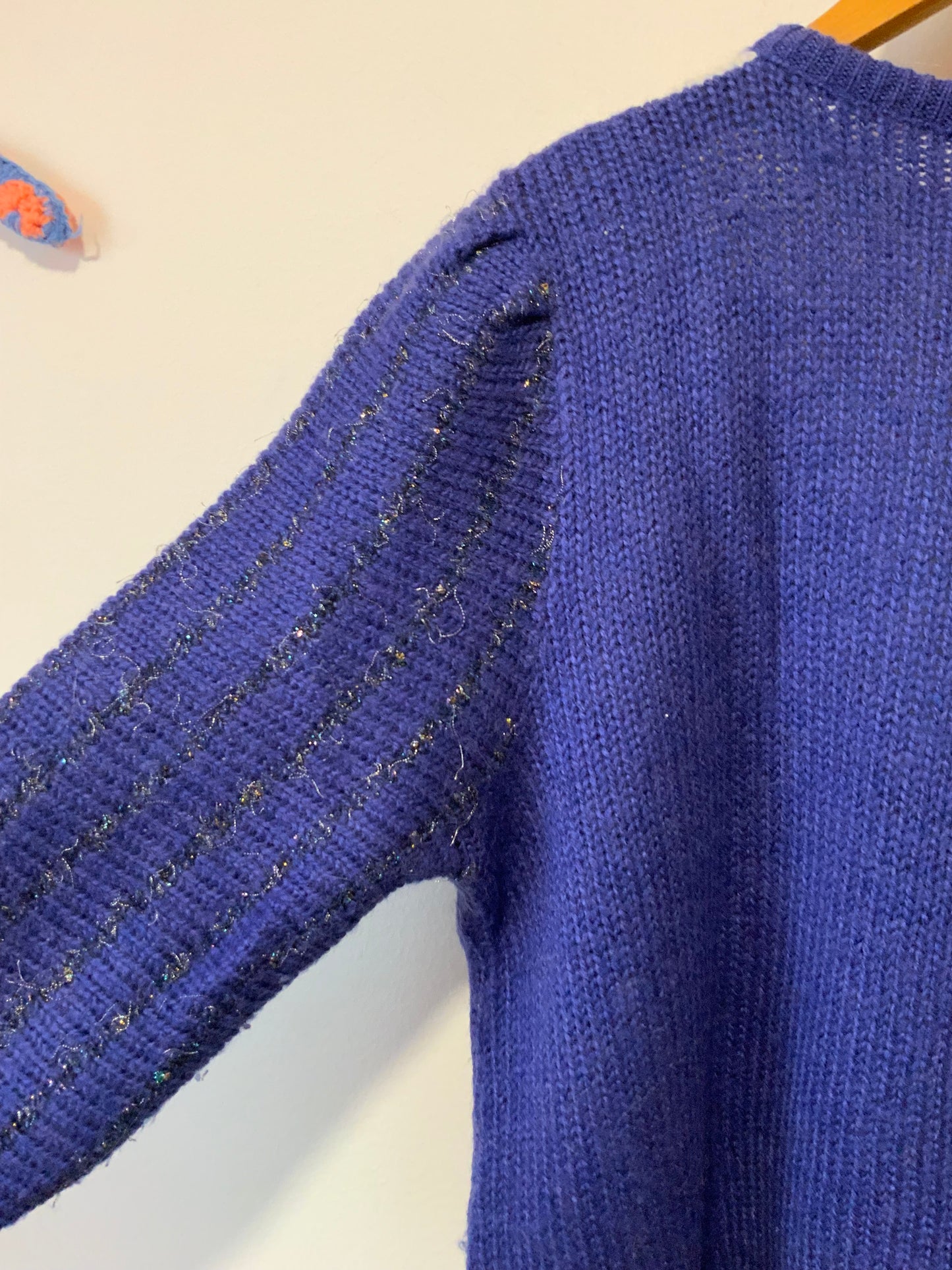 Pull Laine et Angora tricoté Vintage 1980 - T44.