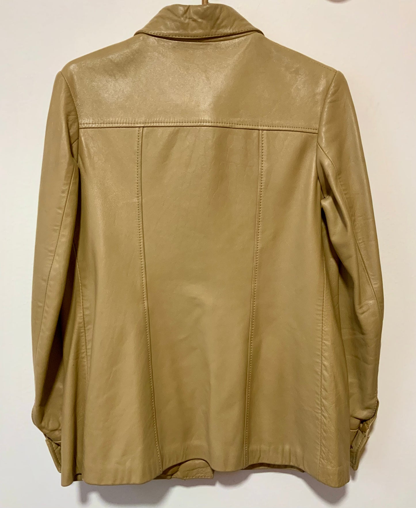 Pure Veste cuir beige Vintage 1970 Modèle Unique