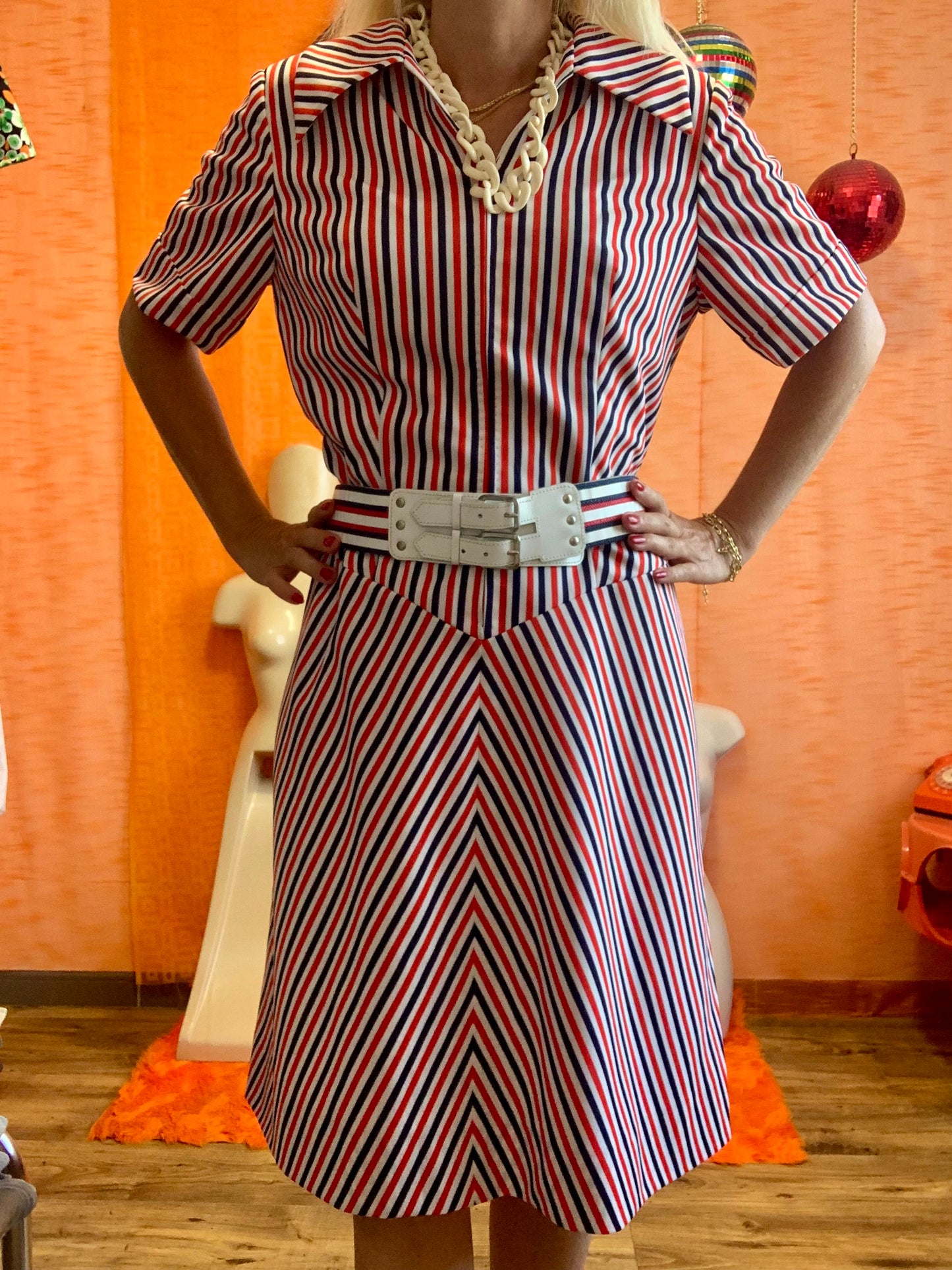 Robe a rayures Vintage 1970/80 Confection main - T42/44-