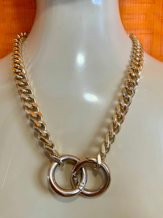 Gros collier Métal mailles plates Vintage