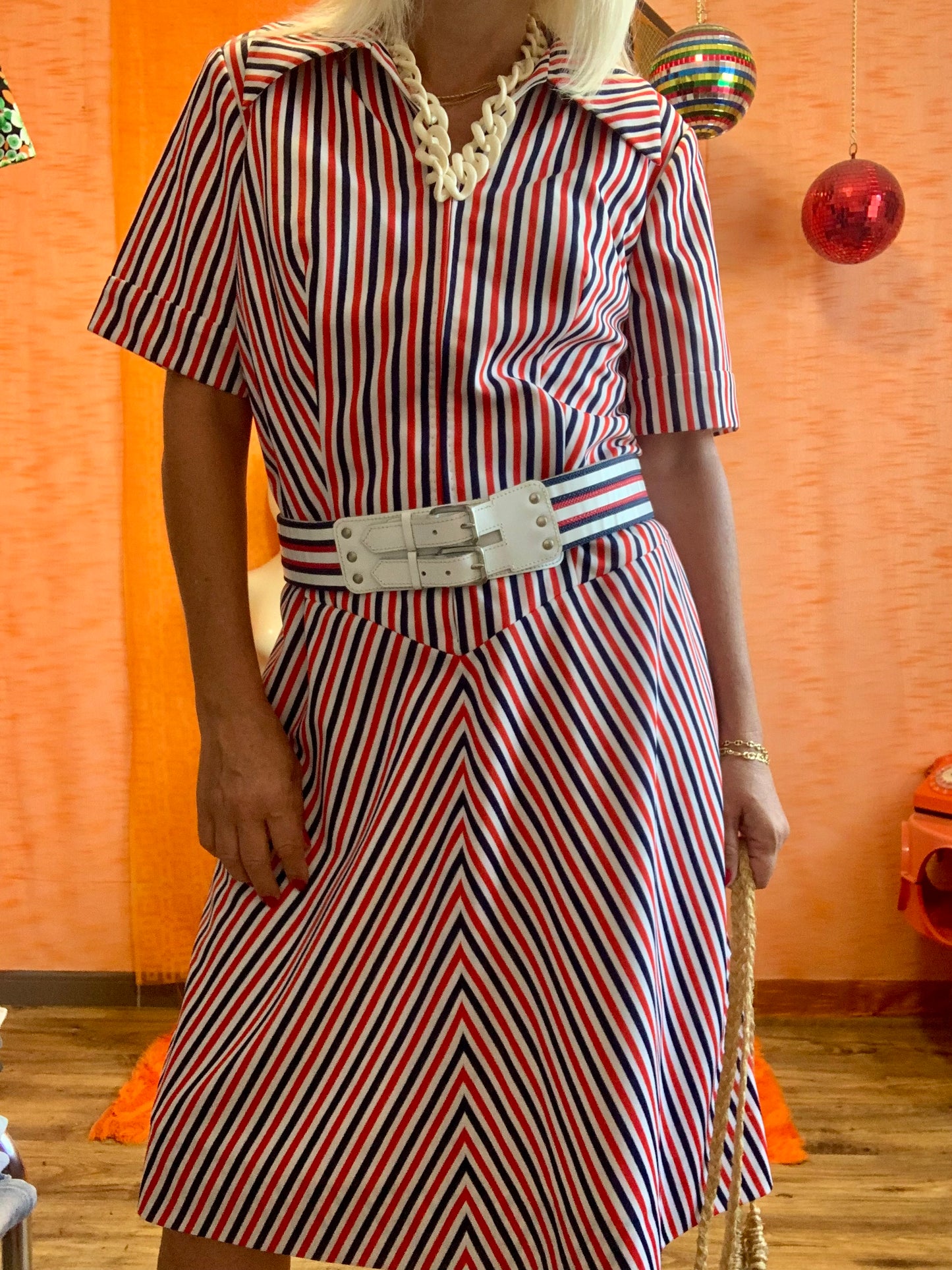 Robe a rayures Vintage 1970/80 Confection main - T42/44-