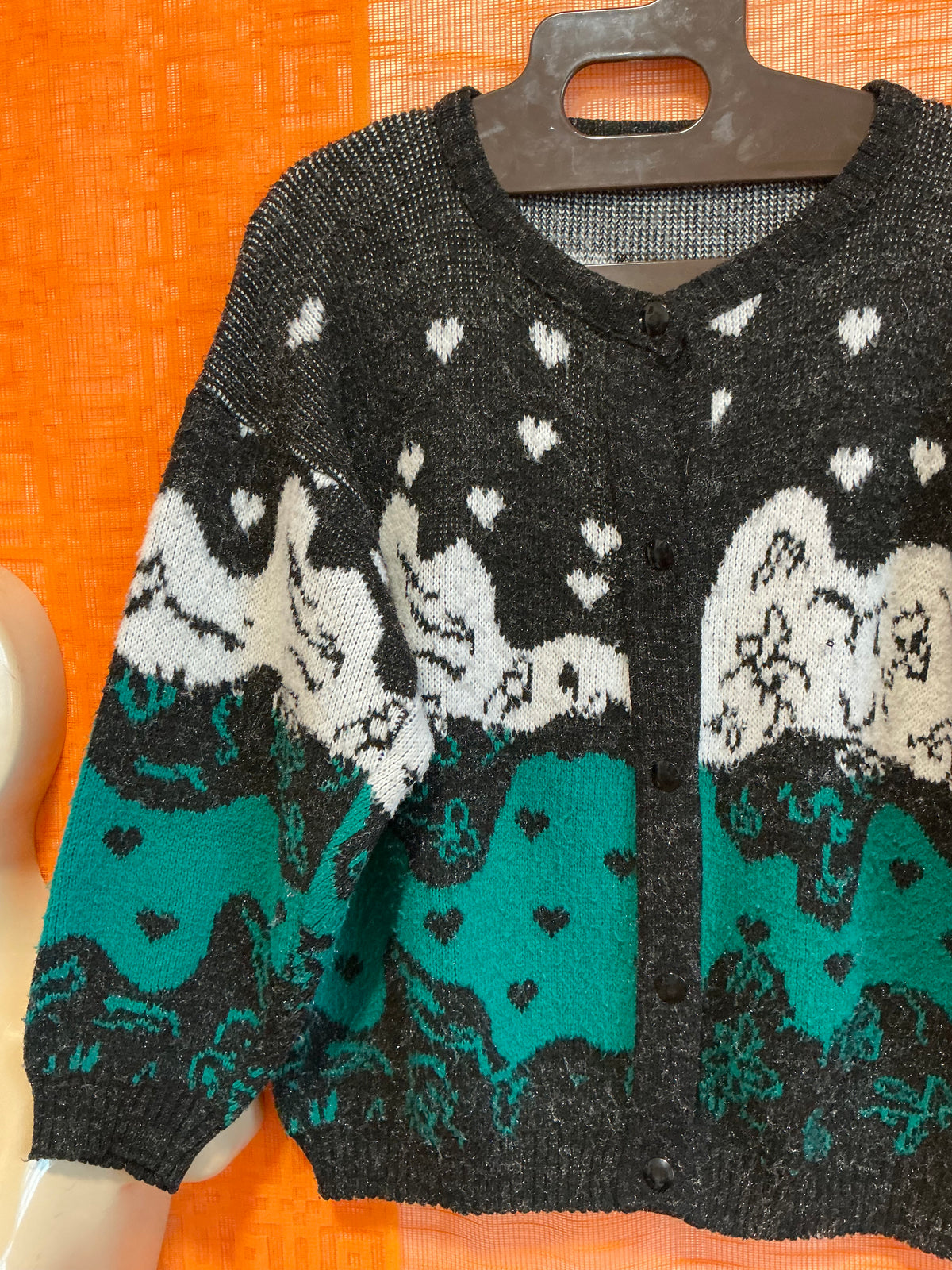 Gilet Vintage 1980 Motifs Coeurs - TU