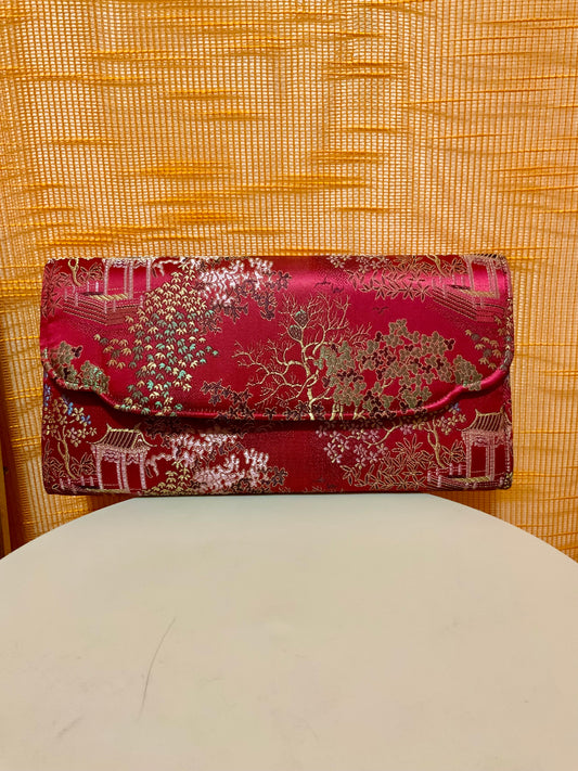 Pochette Porte monnaie Soie Chinoise Vintage 1980