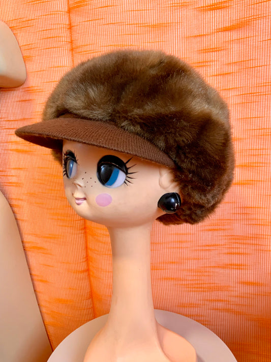 Casquette 1970 France Vintage Fourrure Synthétique
