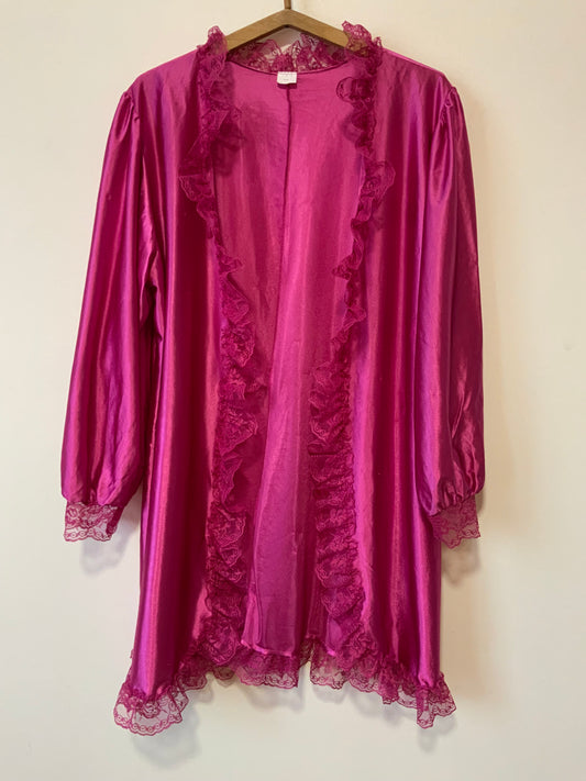Déshabillé Fuchsia Dentelle Vintage -T44 🌸