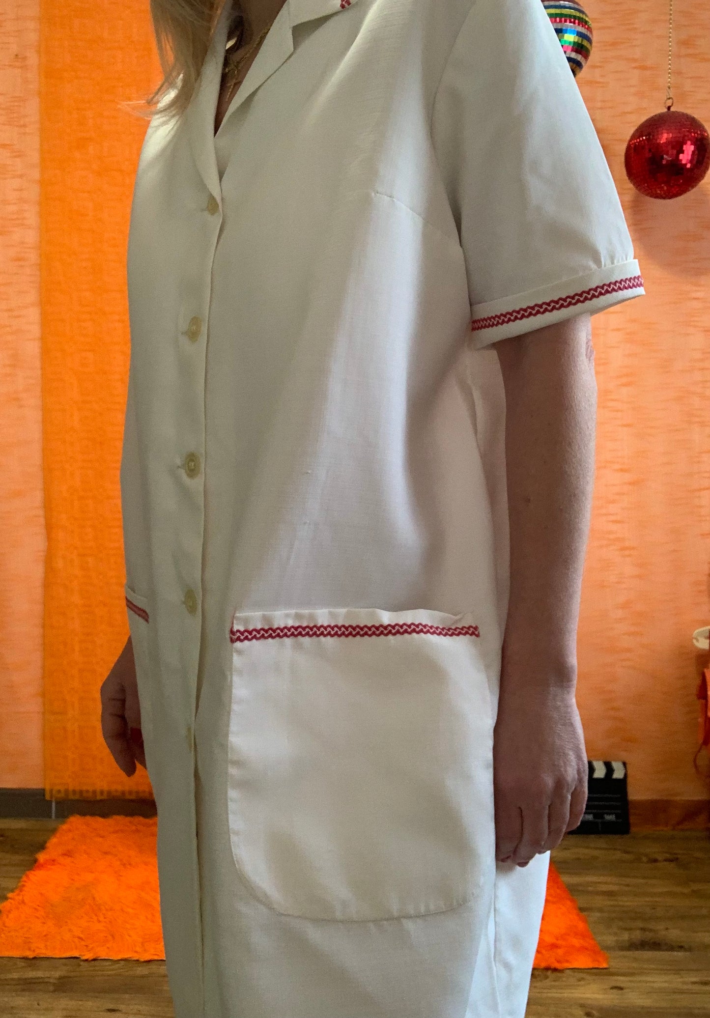 Robe blouse Nylon avec liserés Vintage 1970- T40-