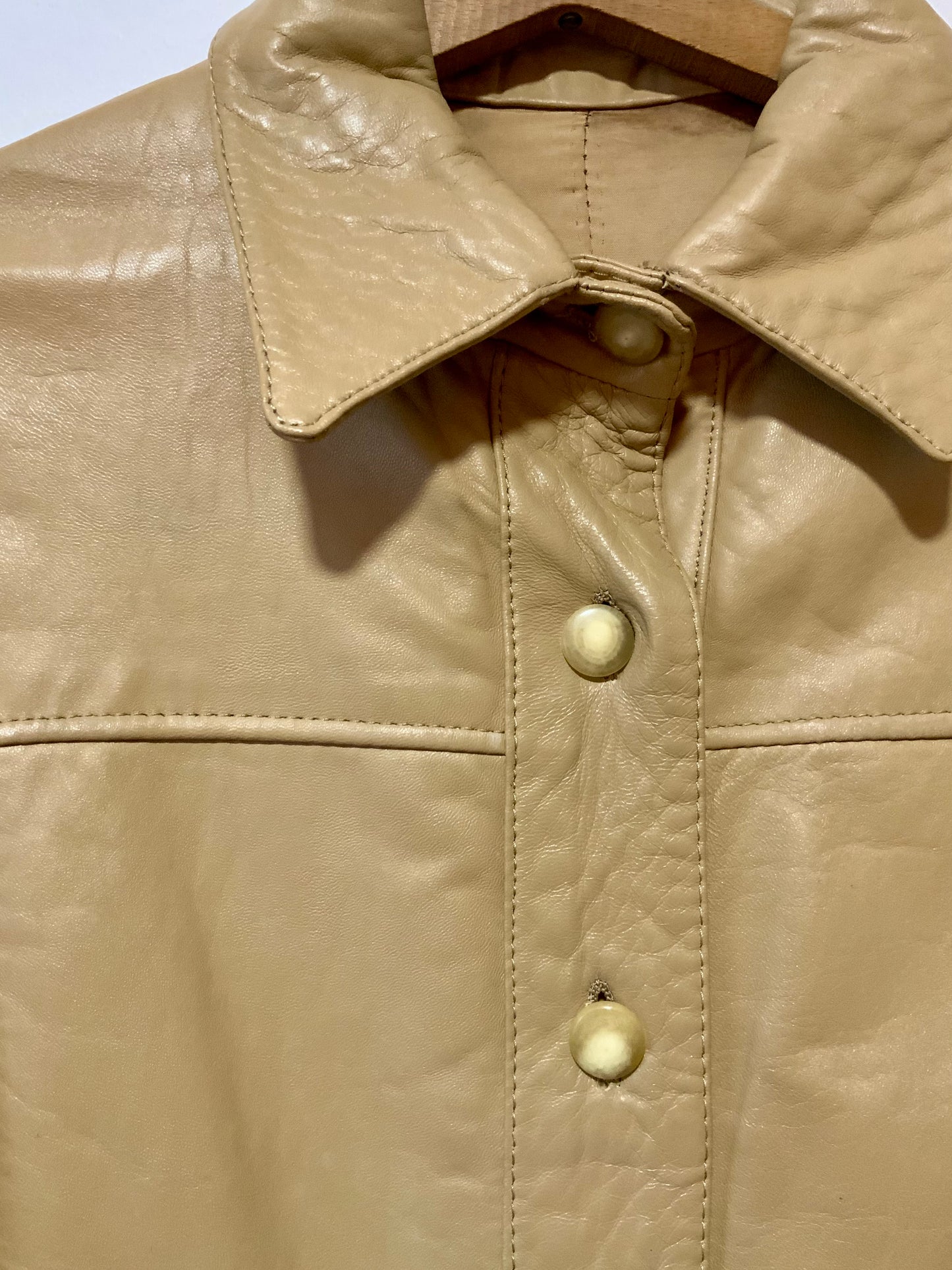 Pure Veste cuir beige Vintage 1970 Modèle Unique