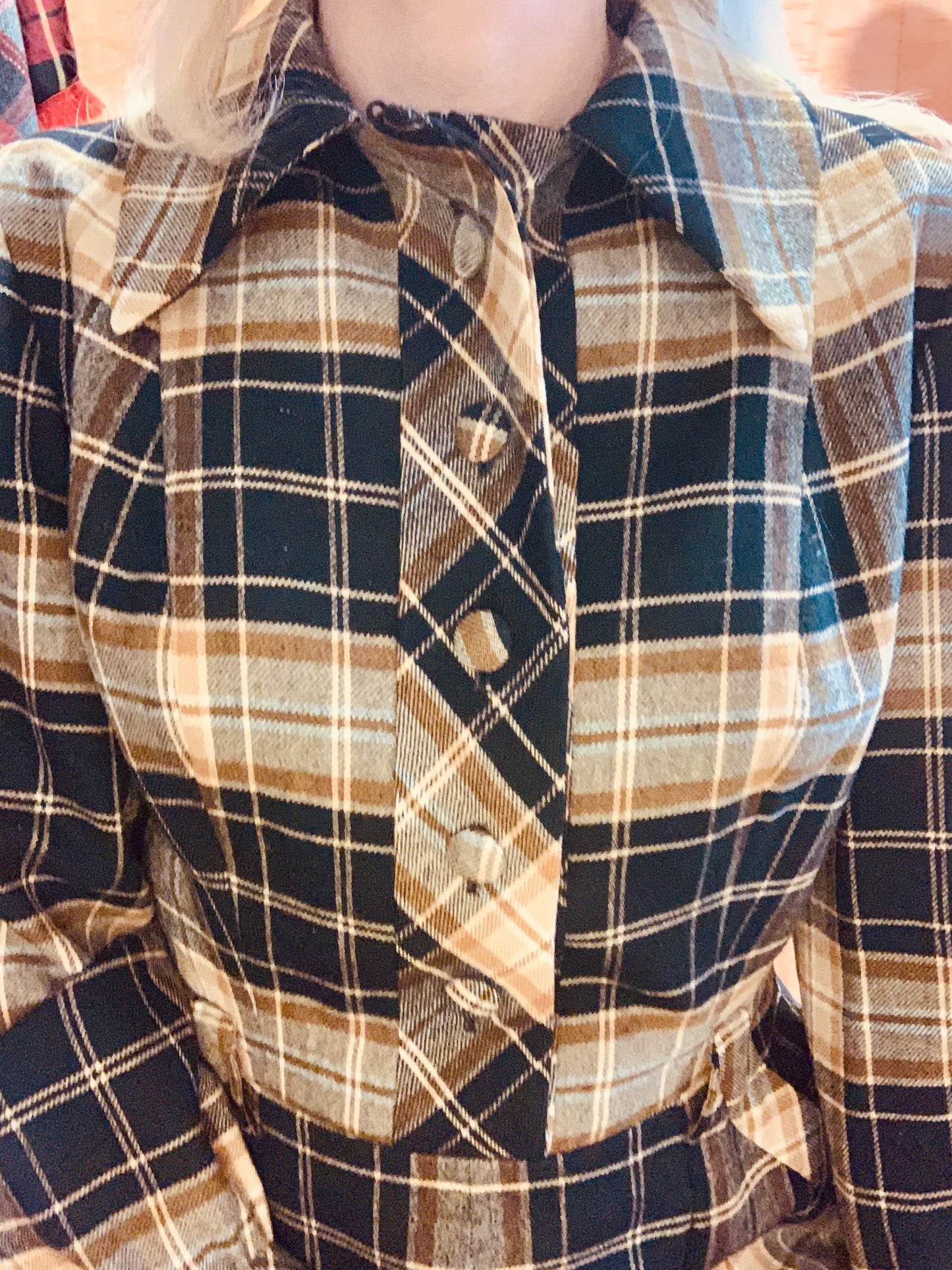 Robe à carreaux Pépite 1970 belle confection Vintage- T38.