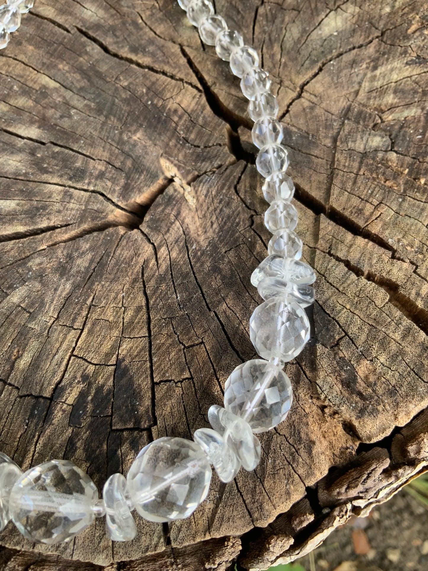 Collier perles de verre transparentes Vintage 1980/90-