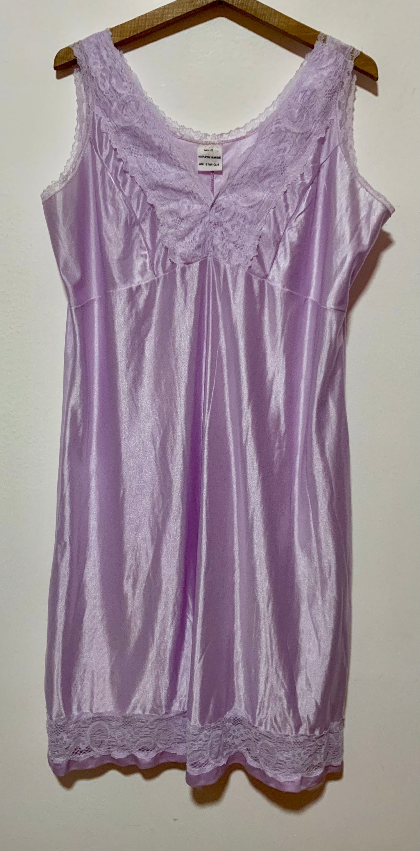 Combinaison Robe dentelle Mauve Vintage 1980