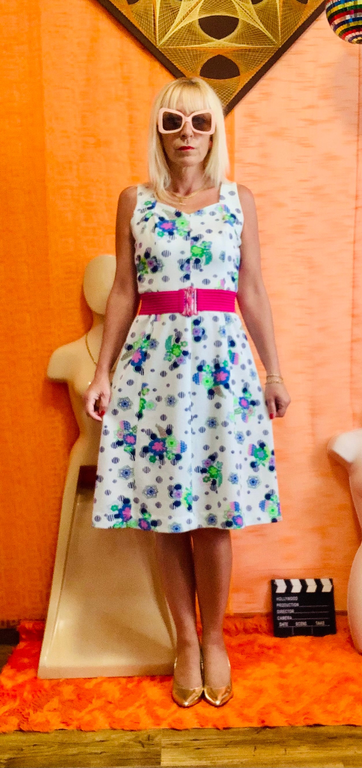 Robe à fleurs Vintage 1970-T38/40