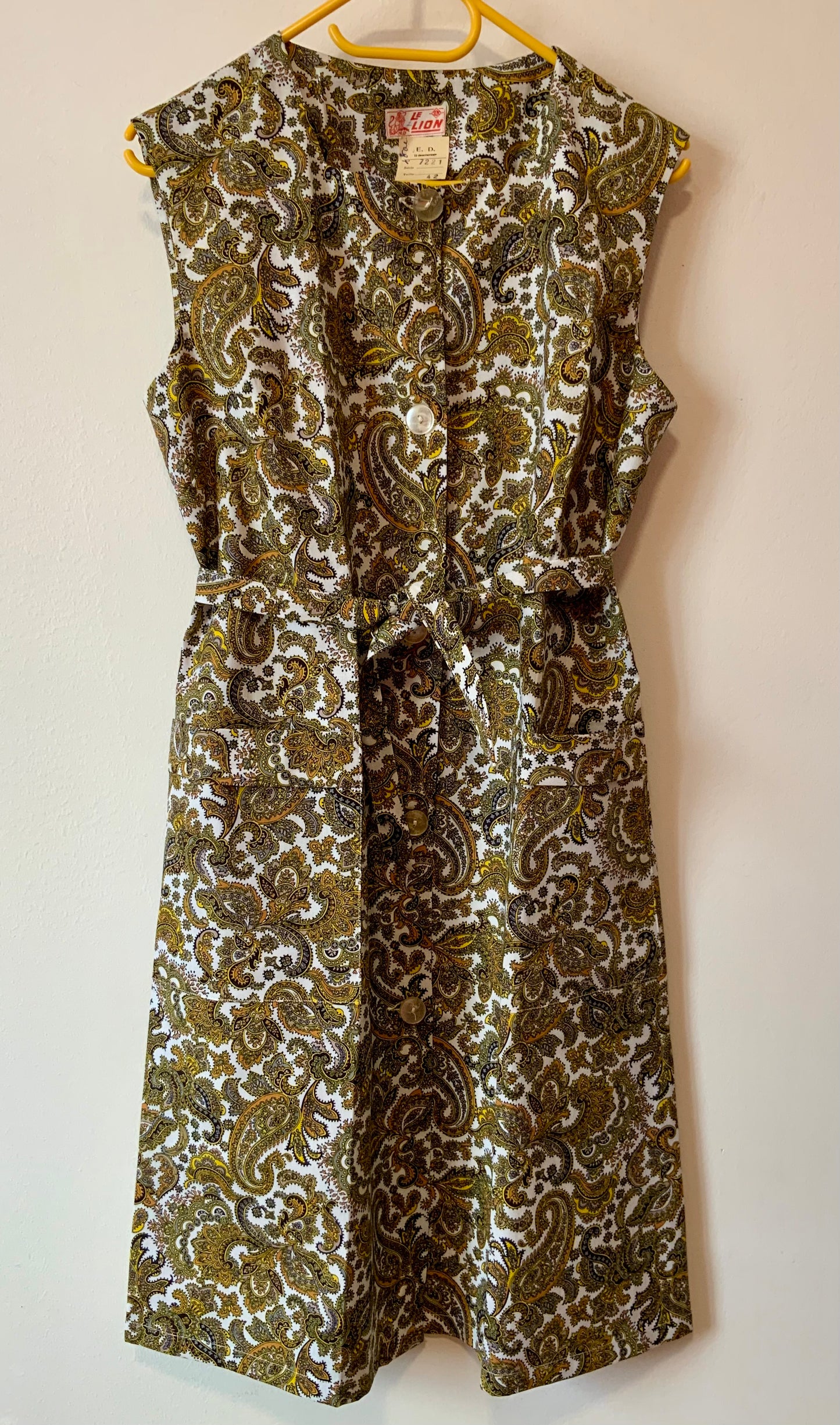 Robe Blouse motifs cachemire Neuf 1970 - T42