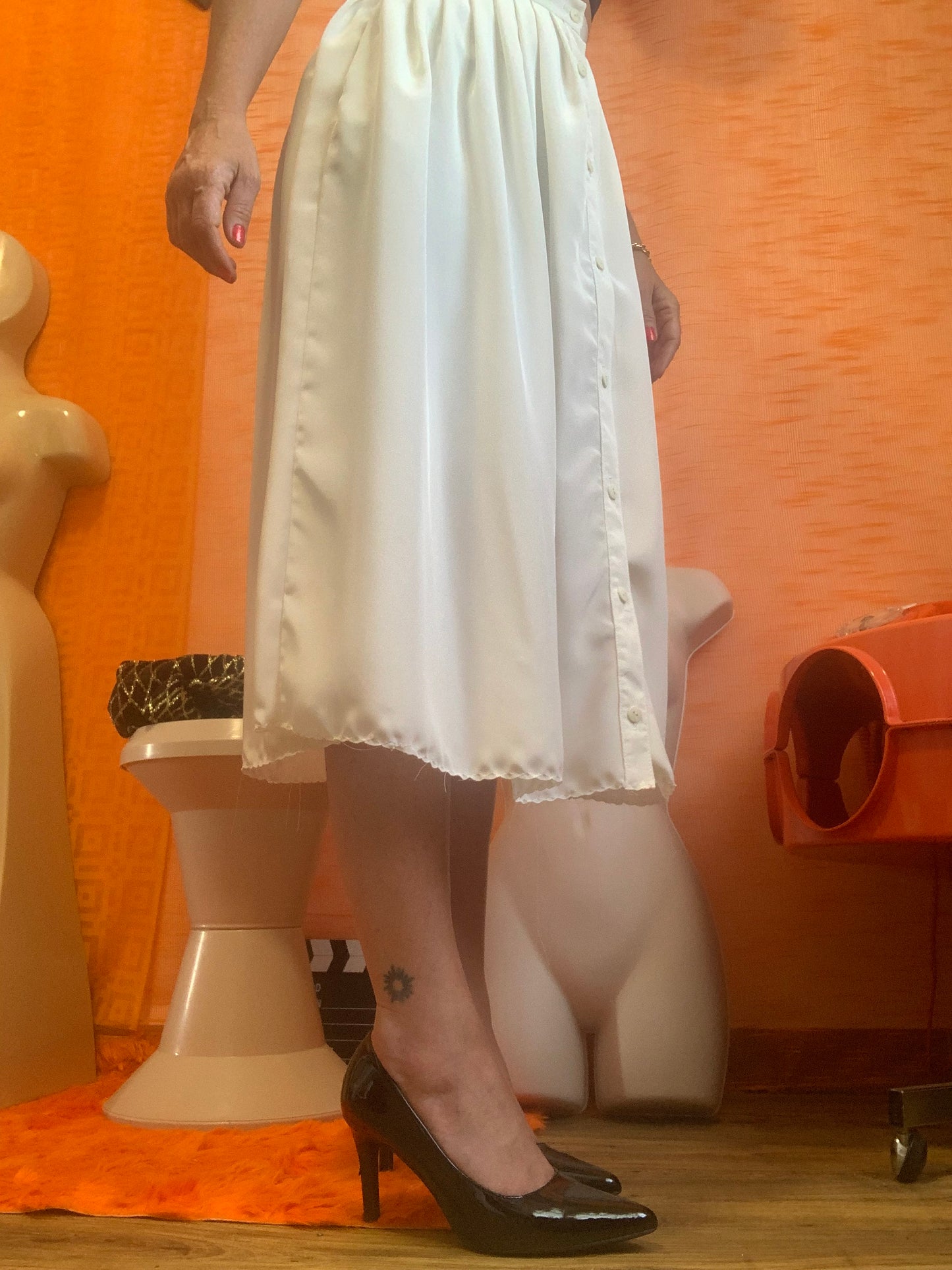 Jupe Blanche Boutonnée Vintage 1980 - T36