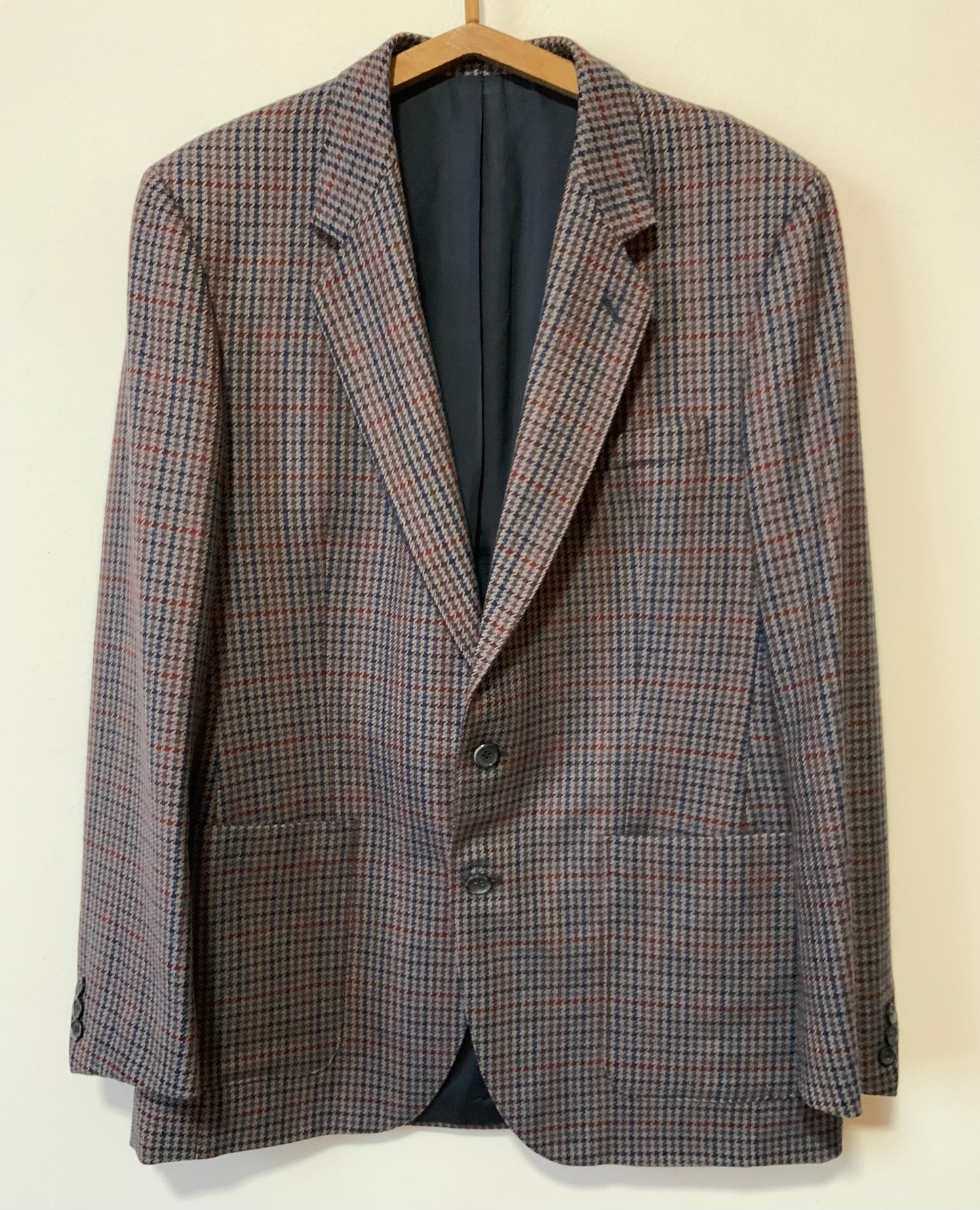 Blazer Laine à carreaux Vintage 1980 Chic Mixte T44
