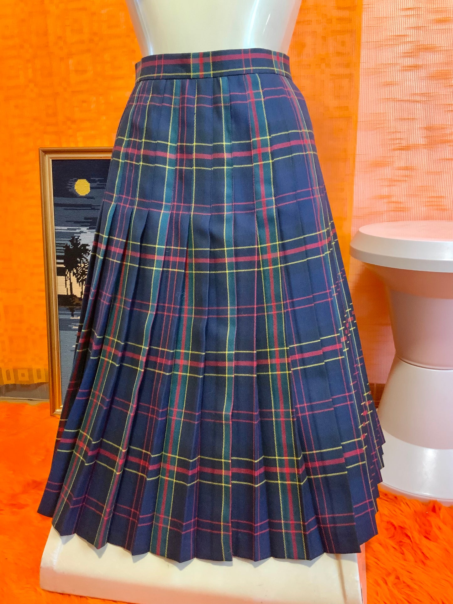 Jupe Plissée confection main carreaux Tartan Vintage 1980- T38