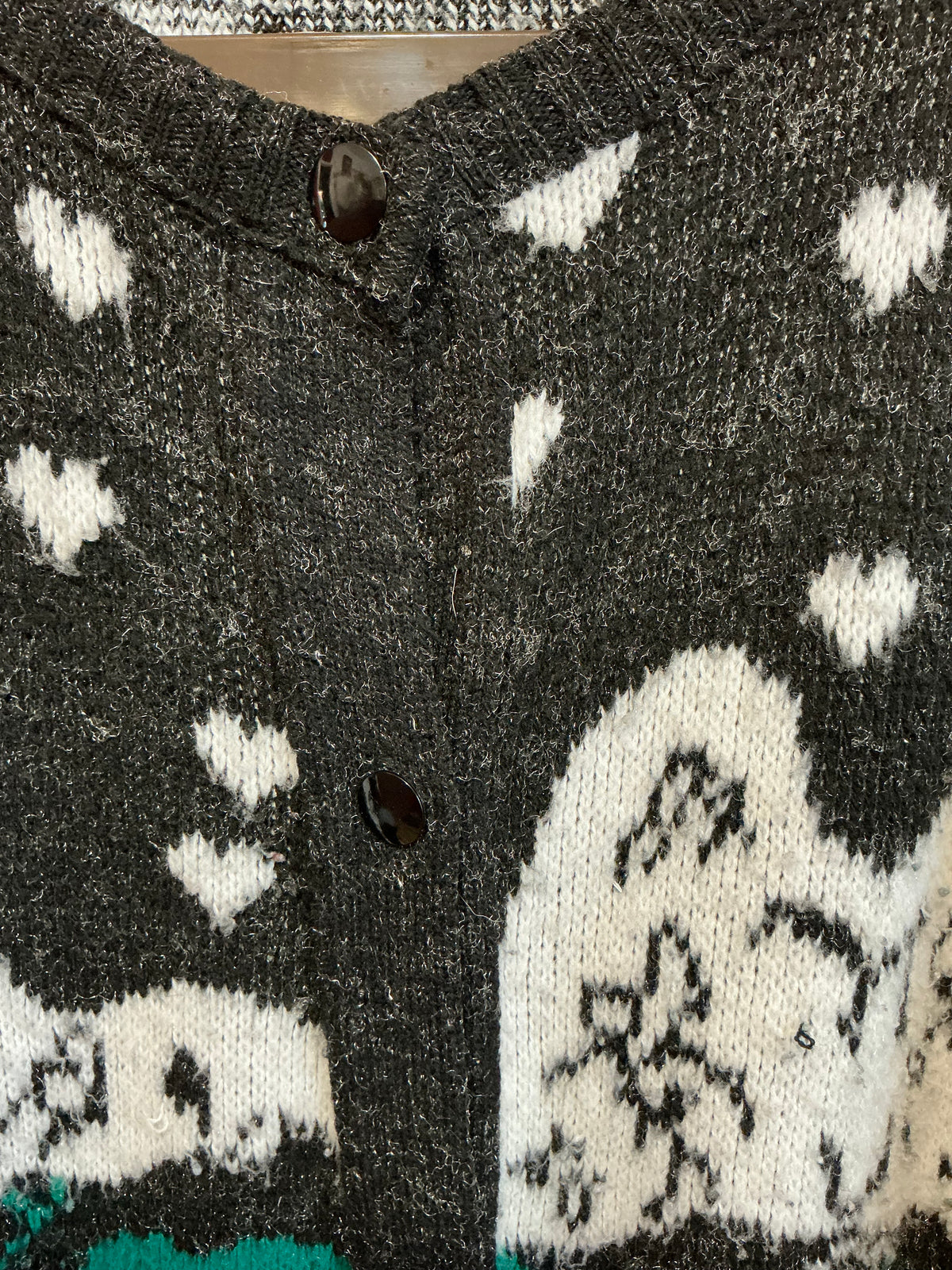 Gilet Vintage 1980 Motifs Coeurs - TU