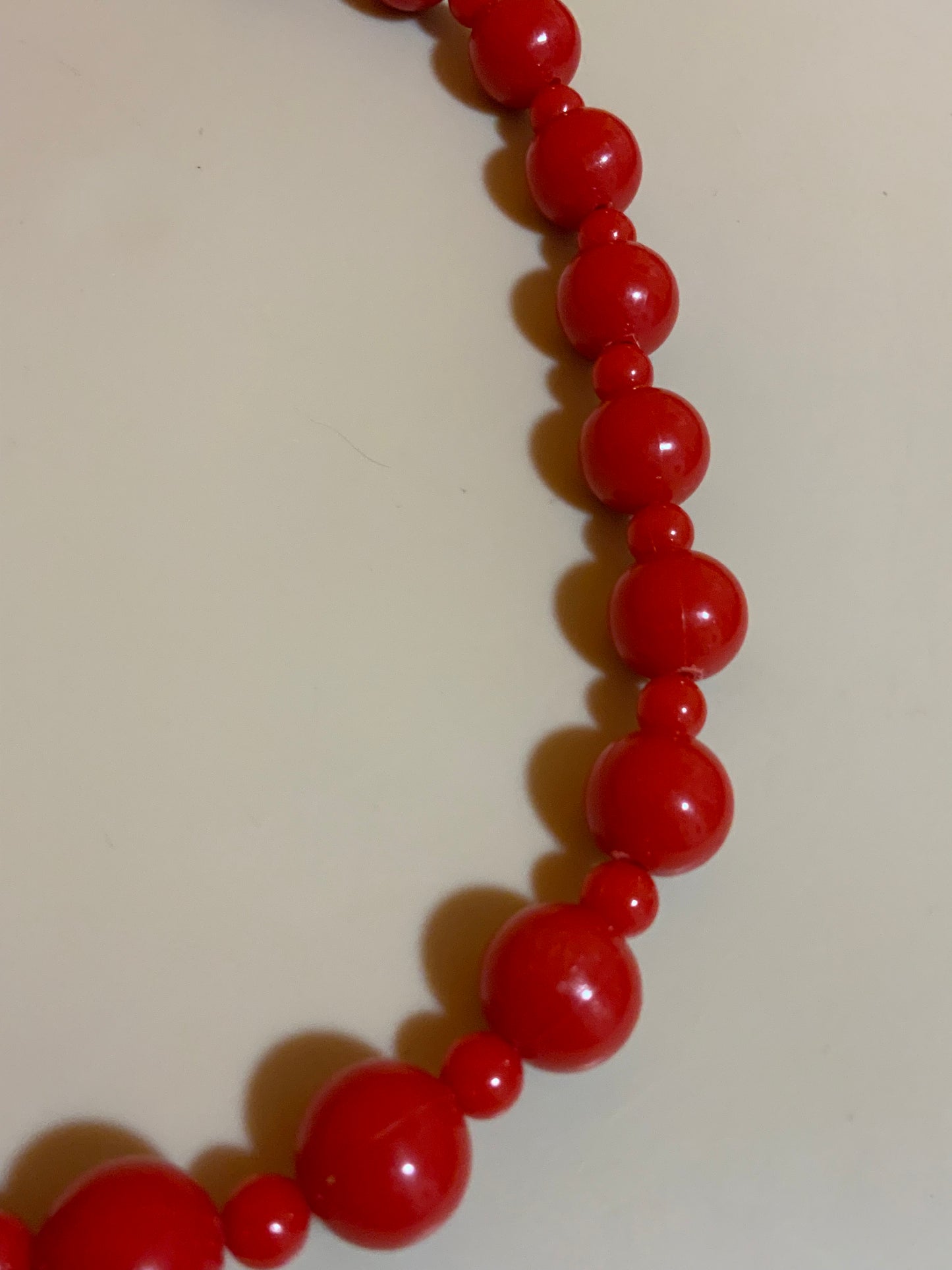 Collier perles rouges Vintage 1980-