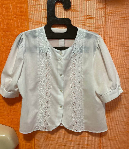 Chemisier Vintage 1980 Broderies Anglaises -T40