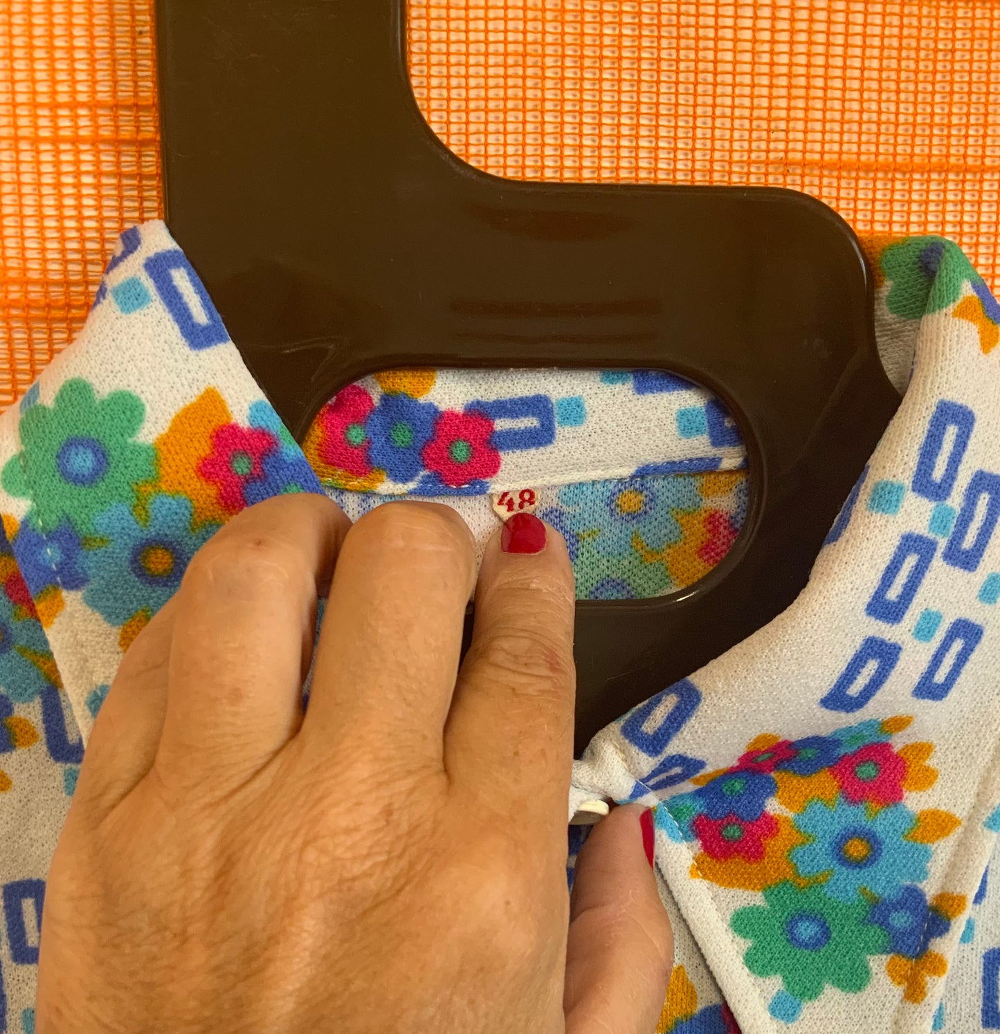 Chemise a fleurs col pelle à tartes Vintage 1970 - T42