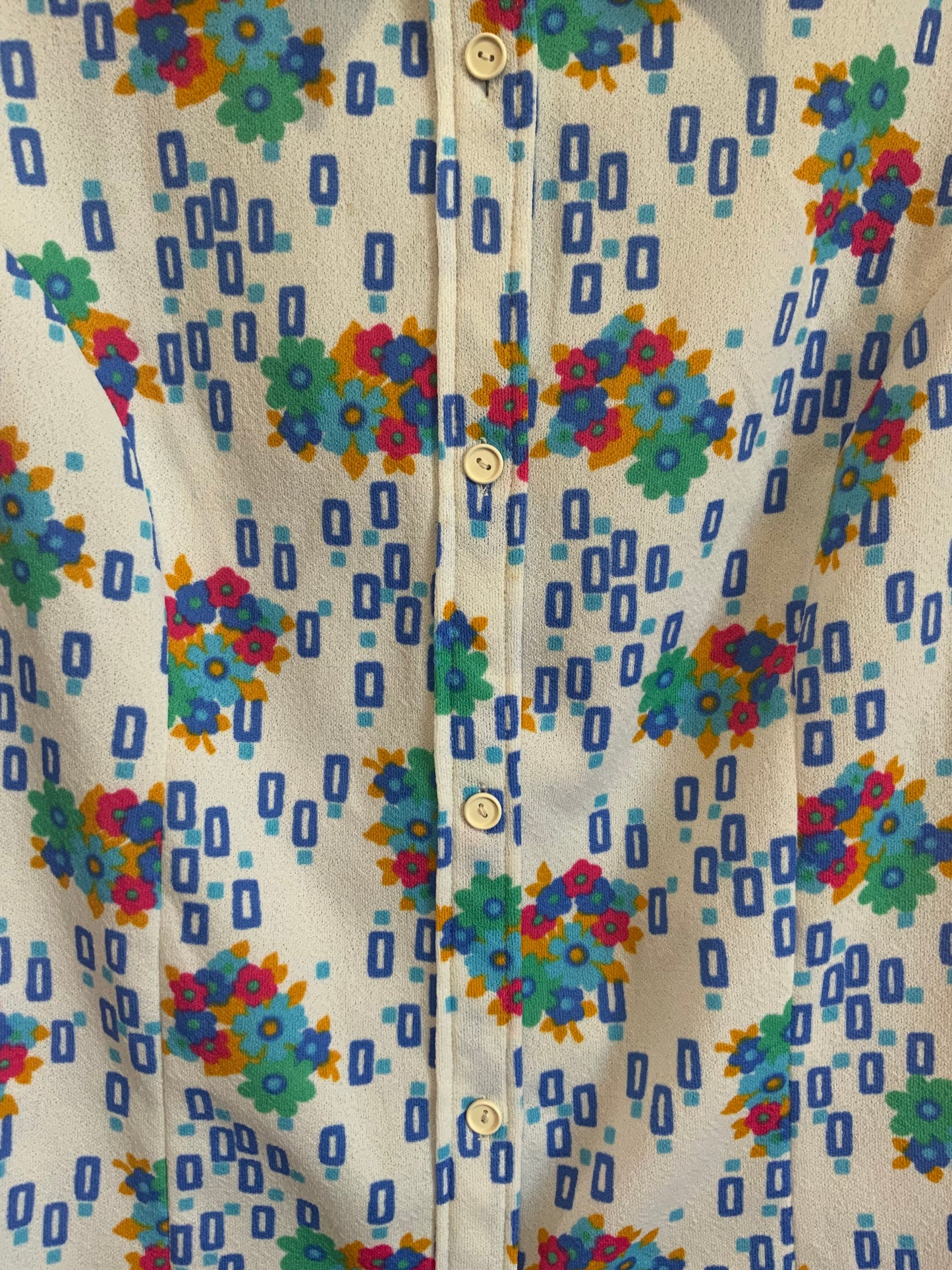 Chemise a fleurs col pelle à tartes Vintage 1970 - T42