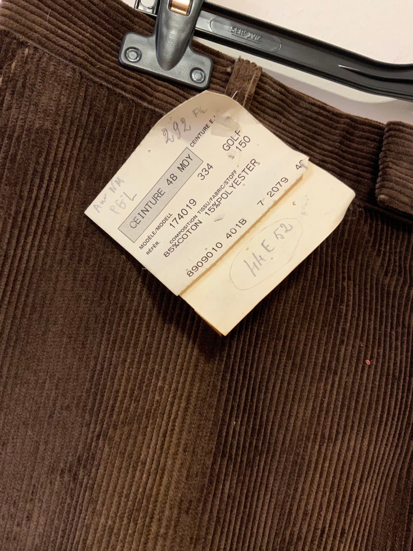Pantalon Deadstock 80 Vintage velours côtelé Grande taille T48