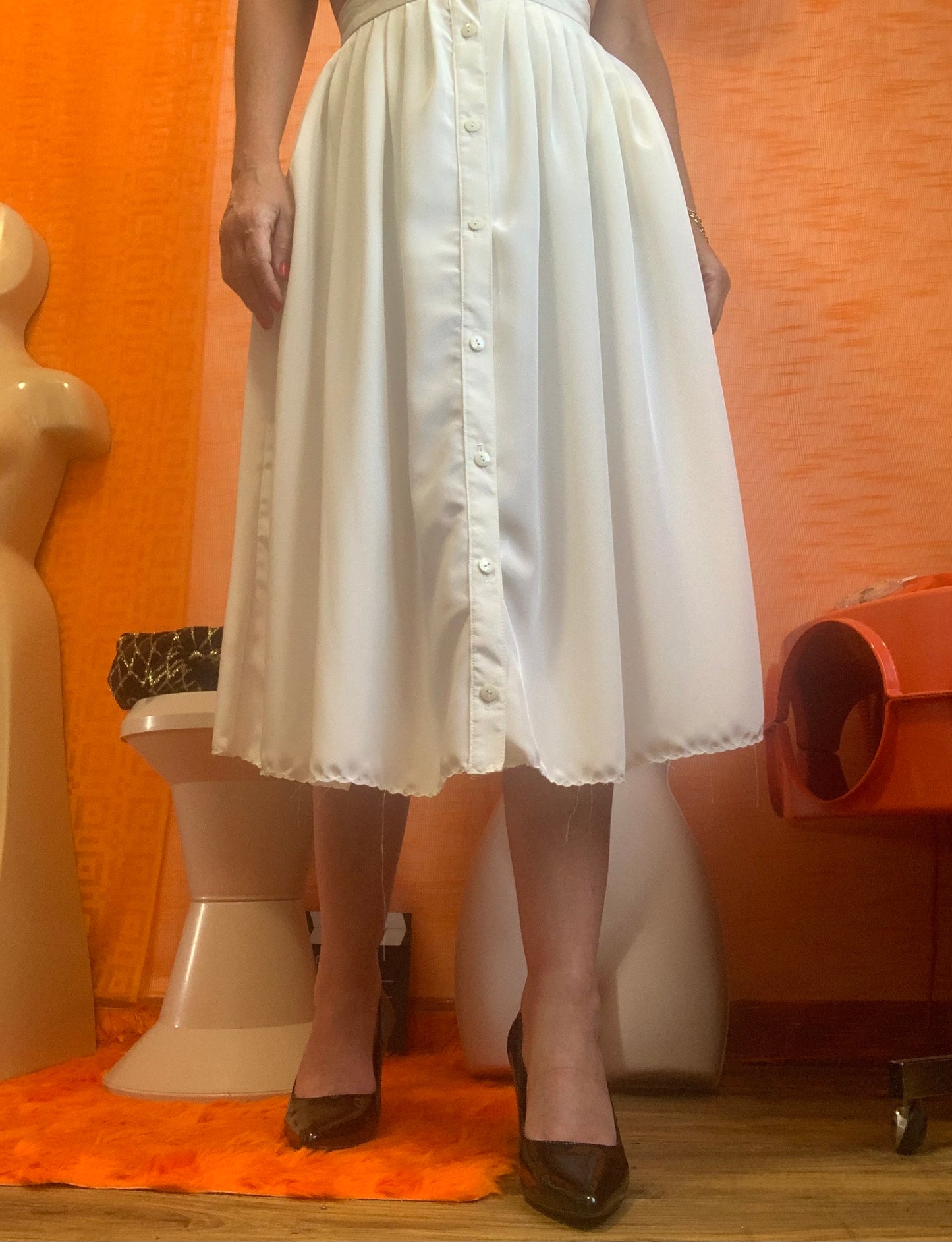 Jupe Blanche Boutonnée Vintage 1980 - T36
