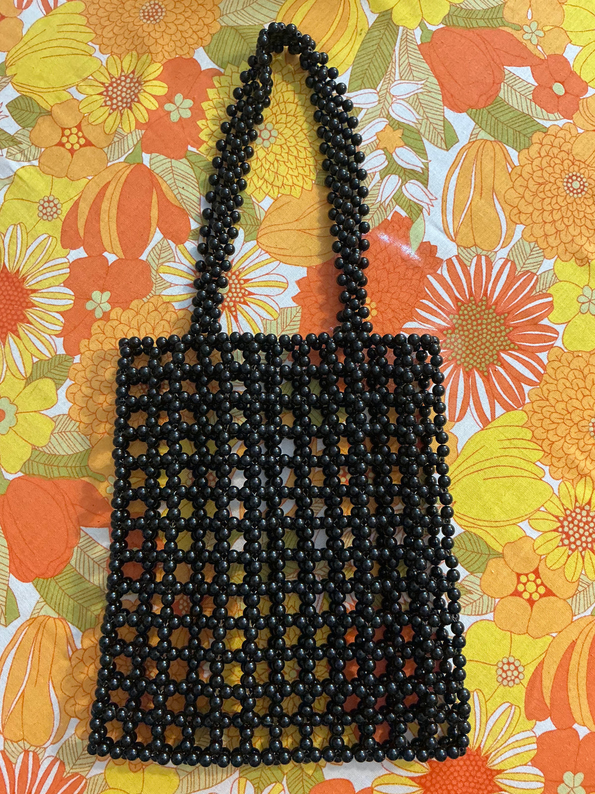 Sac Original grosses perles noires Vintage -
