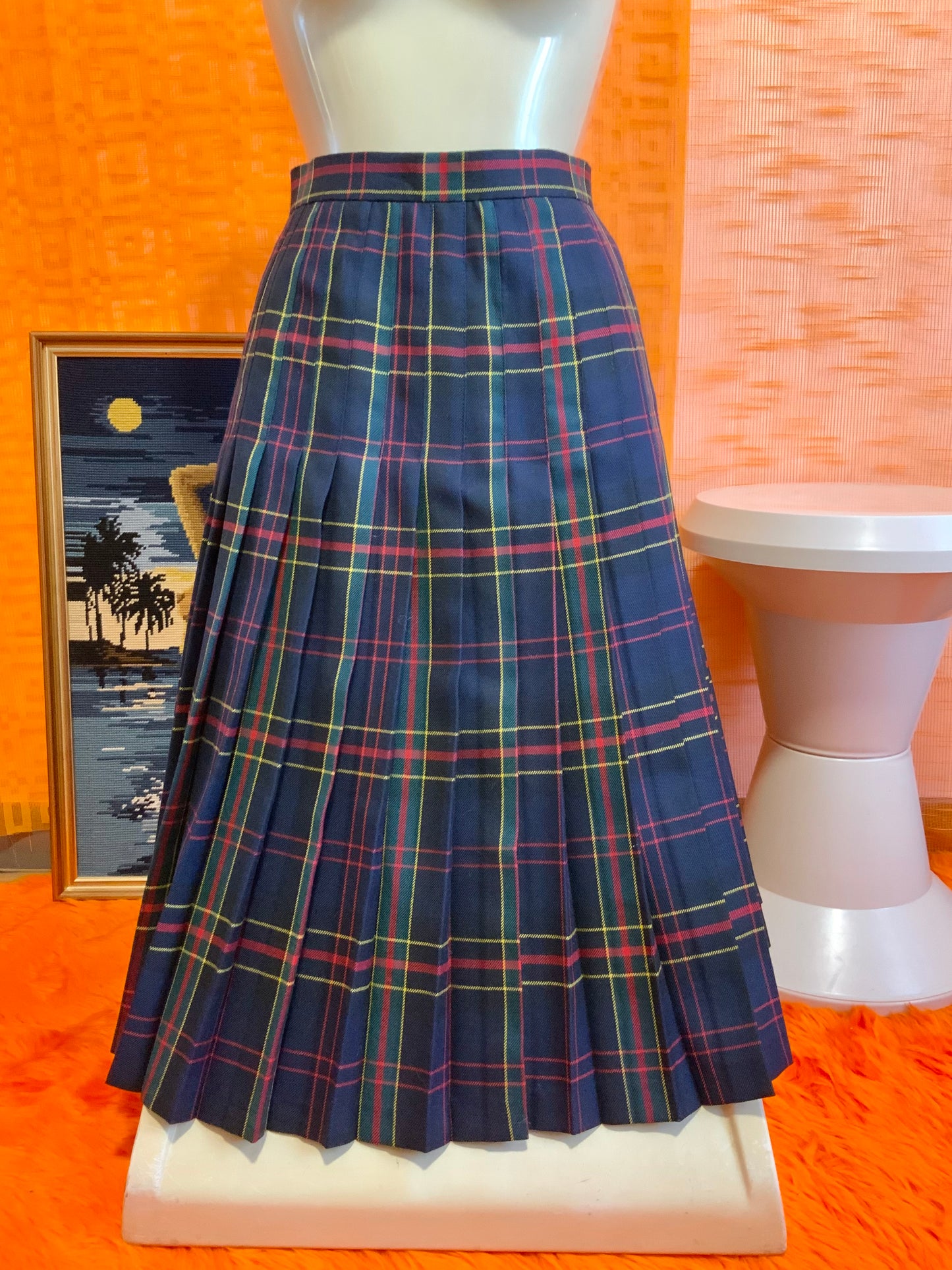Jupe Plissée confection main carreaux Tartan Vintage 1980- T38