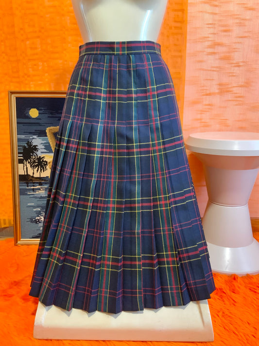 Jupe Plissée confection main carreaux Tartan Vintage 1980- T38