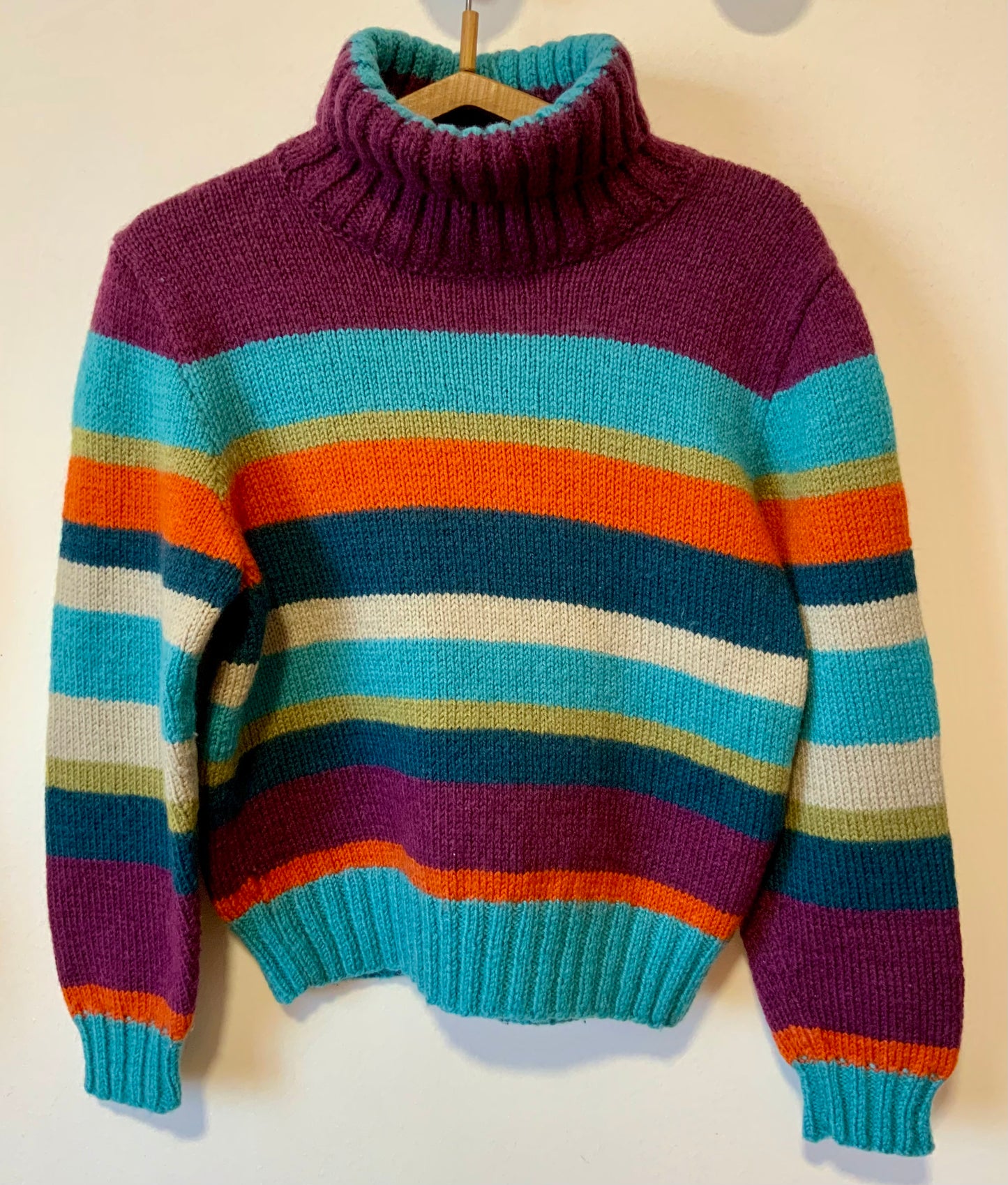 Pull col roulé Arc en ciel Tricot Laine - T40