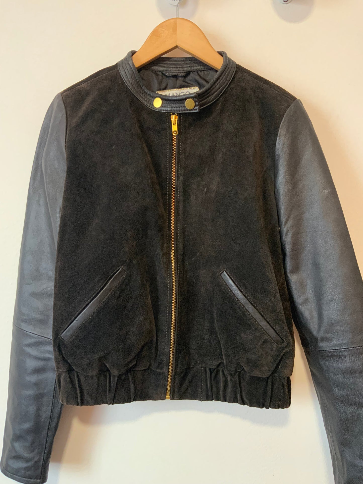 Blouson Cuir Daim Court Tendance- Vintage 2000’ T.XS