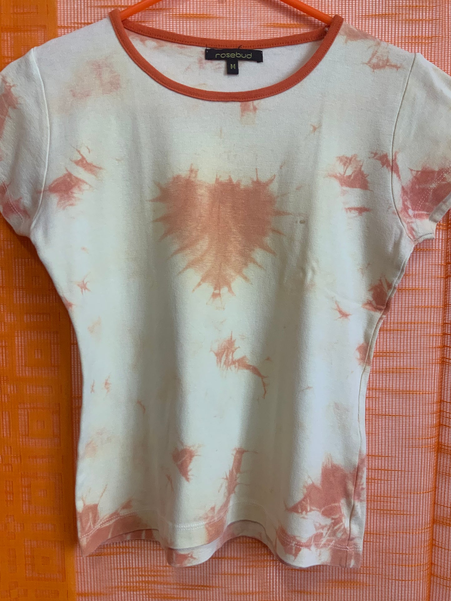 T shirt Orange Coeur Coton Tie and Dye Vintage 1990- T38