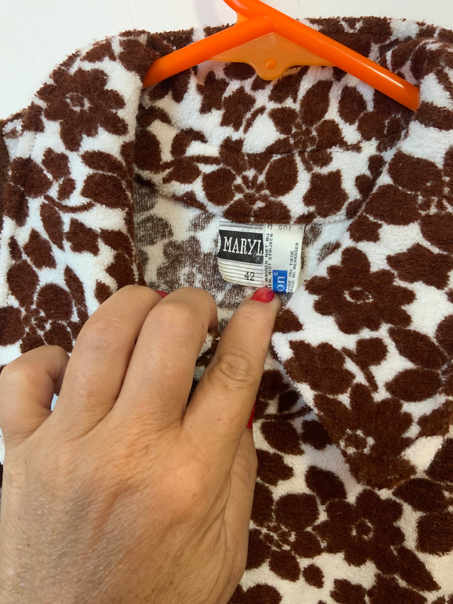 Robe Mini en Eponge à fleurs Vintage 1970-T36