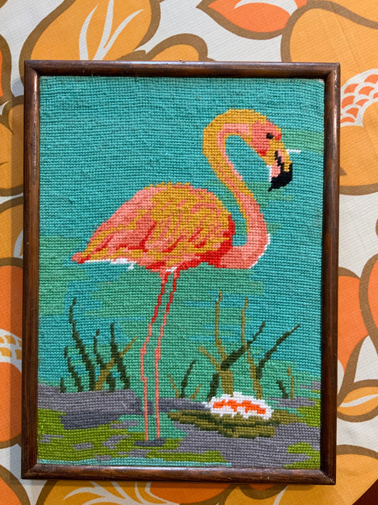 Canevas Encadré Vintage Flamand rose