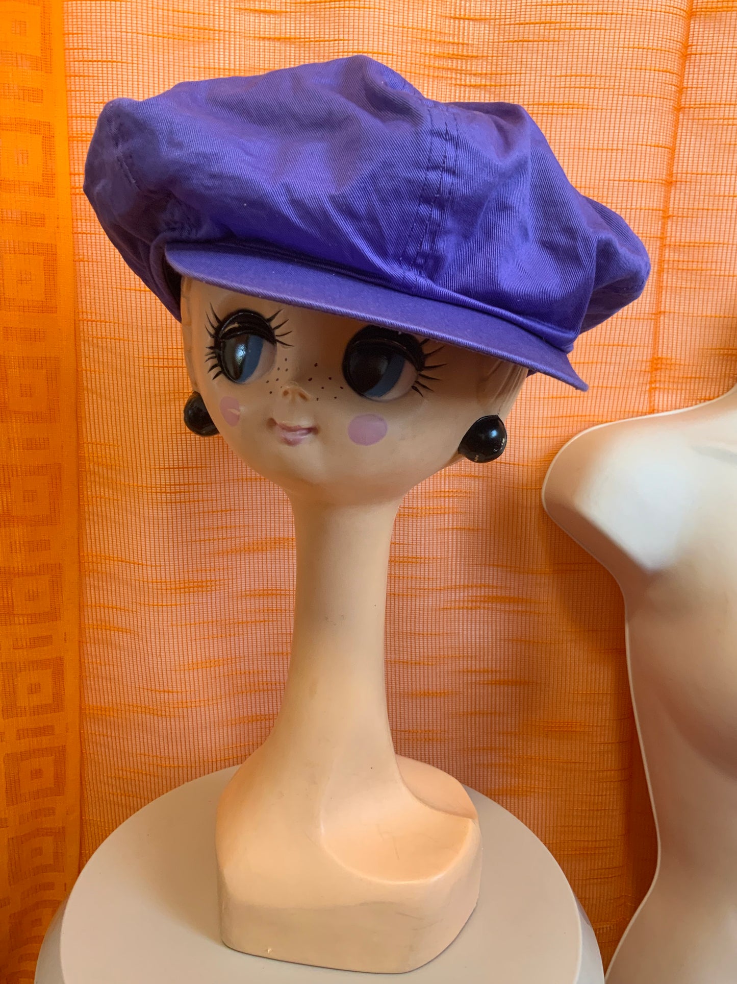 Casquette Gavroche violette coton Vintage